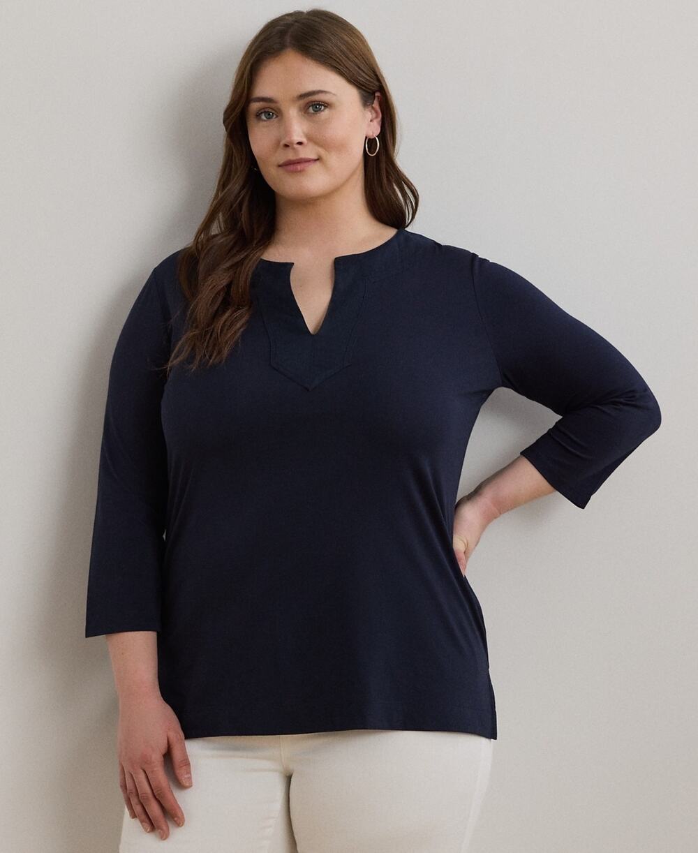 Lauren Ralph Lauren Plus Size Jersey Three-Quarter-Sleeve Tunic Size 2X 2726